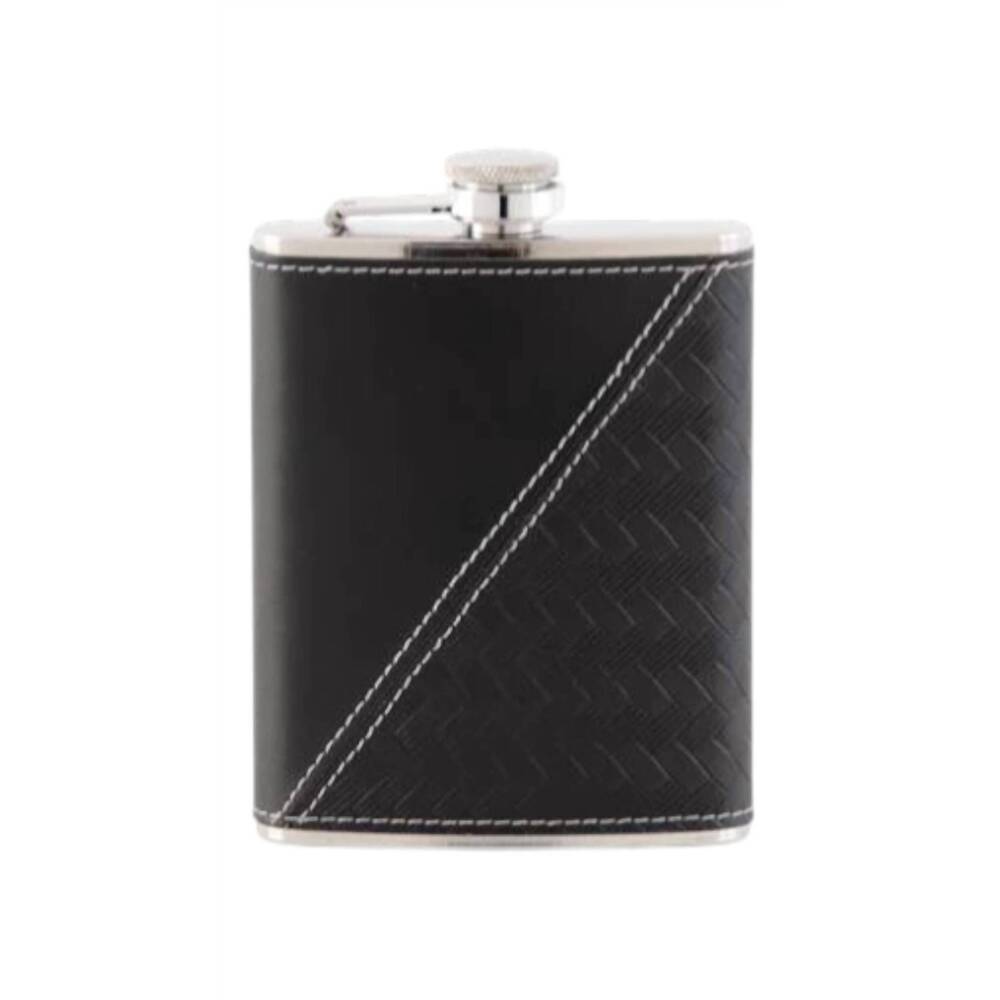 NEW K&K INTERIORS leather flasks in black tie